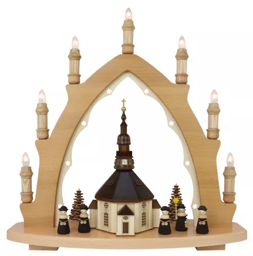 Leuchterbogen,7-flg.Seiffener Kirche Fig. schwarz