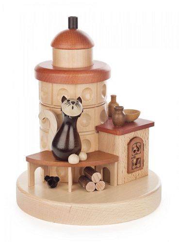 Räucherofen Katze auf Ofenbank