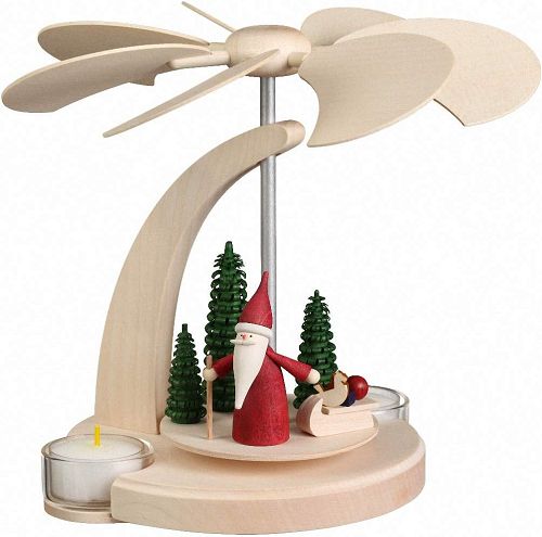 Seiffner Volkskunst Bogenpyramide klein Weihnachtswichtel mit Schlitten