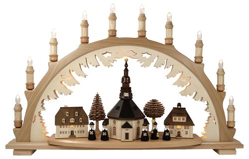 10-flg. Schwibbogen, Seiffener Dorf