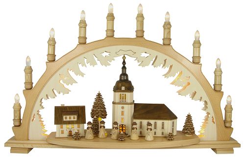10-flg. Schwibbogen, Dorfkirche Kurrende natur