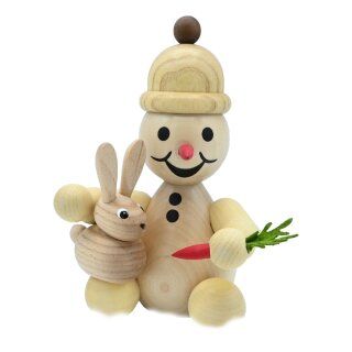 Schneemann Junior Hase auf Schoß