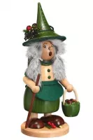 DWU Räucherfrau Wichtelfrau mit Pilzkorb, grün