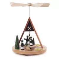 Teelichtpyramide mit Bergmännern und Bäumen