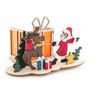 Bastelsatz Teelichthalter Weihnachtsmann mit Elch