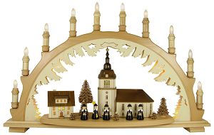 10-flg. Schwibbogen, Dorfkirche Kurrende schwarz