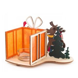 Bastelsatz Teelichthalter Weihnachtsmann mit Elch