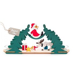 Bastelsatz Teelichtbogen Weihnachtsmann mit Elch