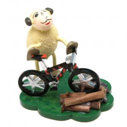 Schaf Bikey mit Fahrrad 