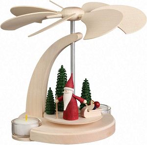 Seiffner Volkskunst Bogenpyramide klein Weihnachtswichtel mit Schlitten