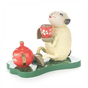 Schaf Muggefugi, Kaffee trinkend