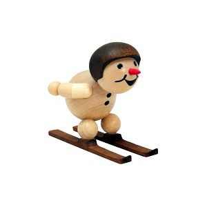 Schneemann Junior Skispringer am Absprung